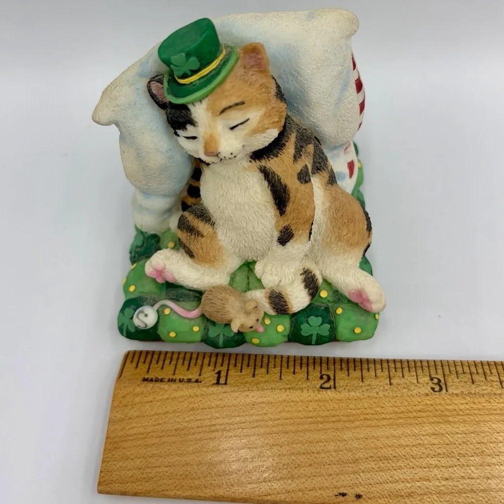 Vtg Irish Calendar Cats St Patty's Day MARCH DANBURY MINT Figurine Cat 1990 ☘️